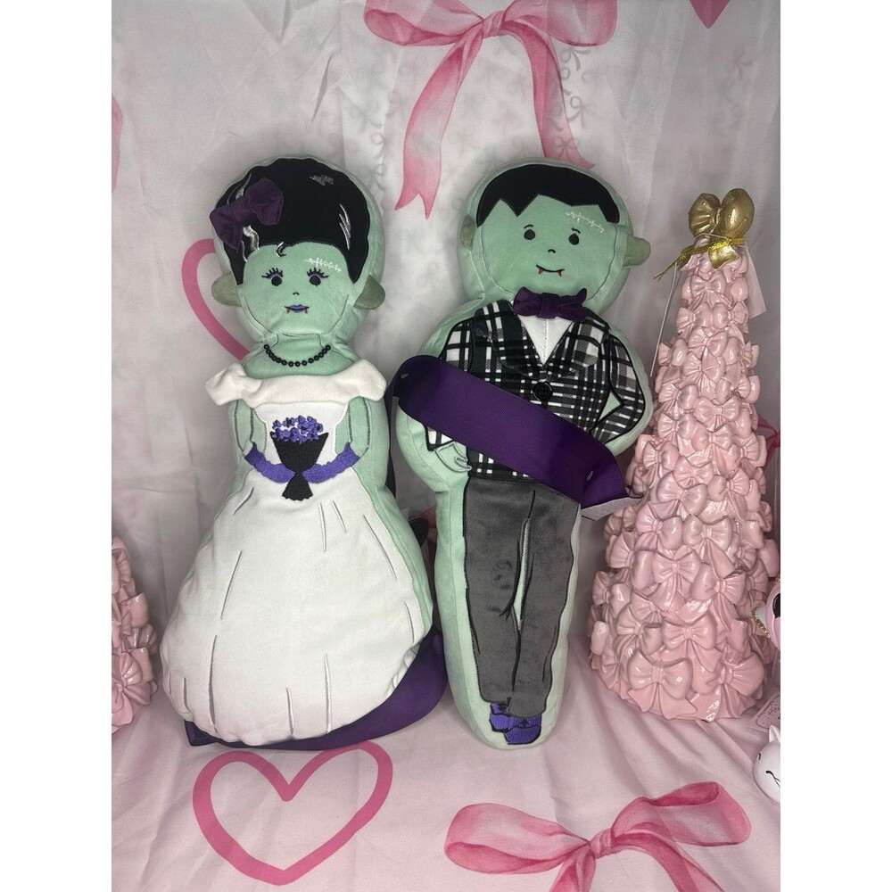 Frankenstein & Bride of Frankenstein Pillows Set of 2 HALLOWEEN Decor NEW